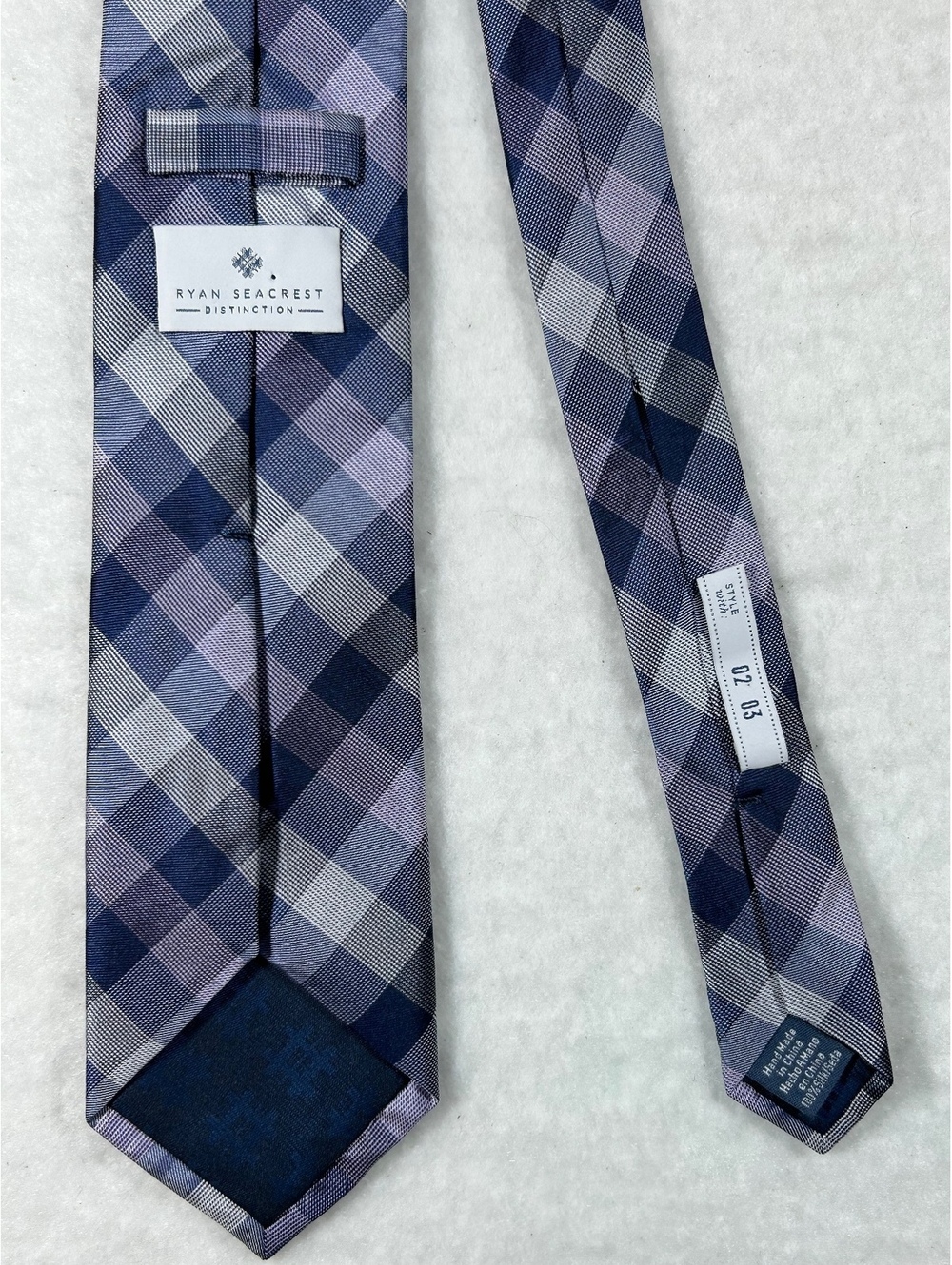 Ryan Seacrest Distinction Handmade Blue and Purple Plaid Tie